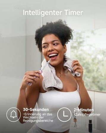 Звукова зубна щітка Laifen Wave Pro з 6 режимами чищення та акумулятором на 70 днів, 60 осциляції, контроль тиску, 2 інтелектуальні насадки (Алюмінієво-рожевий)