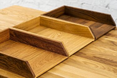 Штабелювані дерев&39яні настільні лотки Royal-Office, набір з 3 шт. Настільний органайзер з дубового дерева Лоток для документів, лоток для паперу, лоток для листів, A4 Офісне приладдя, аксесуари для столу 35 x 24,5 см