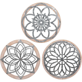 И сільські прикраси для стін круглі прикраси для стін фермерського будинку металеві з дерев'яною рамою прикраси для стін прикраси