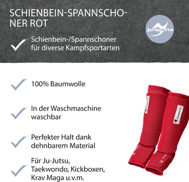 Щитові щитки Ju-Sports для кікбоксингу та інших бойових мистецтв, червоні - 100 бавовна, еластичні та пральні