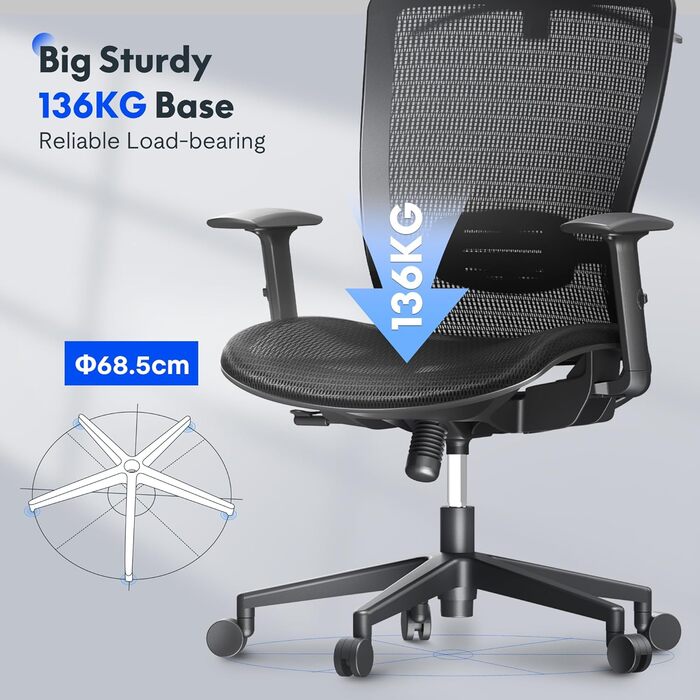 Офісний стілець FLEXISPOT OC3 Ергономічне робоче крісло Комп&39ютерне крісло з регульованою висотою сидіння, підголівником, підлокітниками, поперековою опорою та роликами Робочий стілець (чорний) OC3 Basic (чорна сітка)