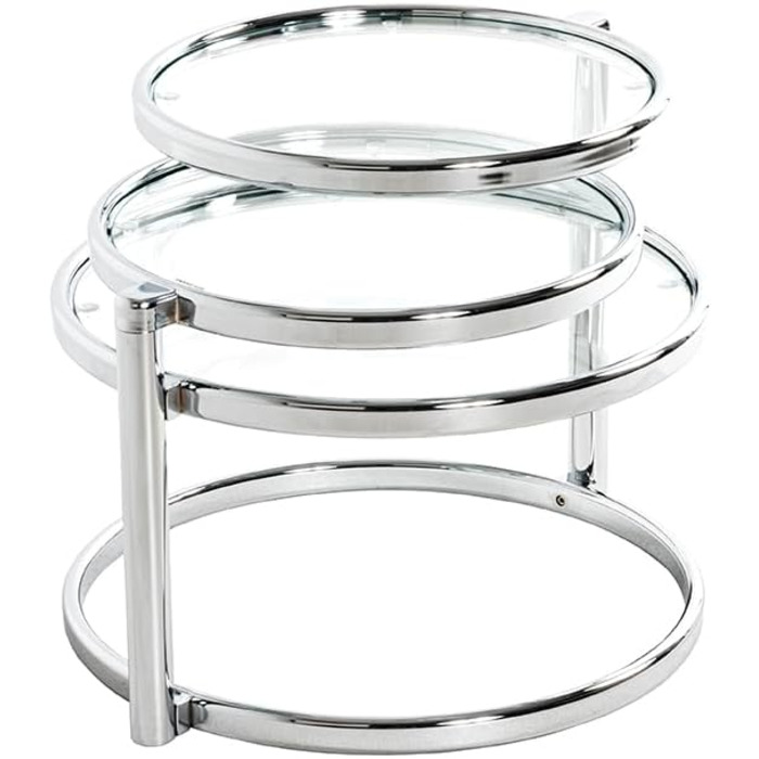 Журнальний столик HAKU Furniture, хром, метал, безпечне скло - Розміри Ш 58-140 см x В 43 см x Г 50 см, Стиль Сучасний