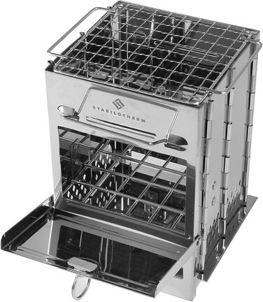 Вугільний гриль з нержавіючої сталі, складаний для кемпінгу та використання на свіжому повітрі портативний гриль, кемпінговий гриль, вуличний гриль кемпінговий гриль дуже стабільний та компактний, 21 см x 14 см x 14 см