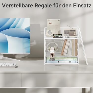 Органайзер для столу VITVITI, 5-ярусний лоток для листів, штабелювані тримачі для файлів, лотки з ручками, канцелярське приладдя для документів A4, паперу, книг, журналів (білий)