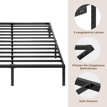 Каркас ліжка Rolanstar 180x200 см, двоспальне ліжко з функцією зберігання та міцними сталевими ламелями, легке складання, 31 см місця для зберігання під ліжком, металеве ліжко для спальні/гостьової кімнати 180 x 200 см