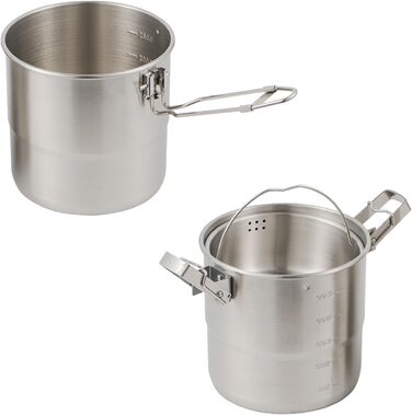 Міцний кемпінговий посуд з нержавіючої сталі, портативні каструлі для приготування їжі на відкритому повітрі з петлею для підвішування для походів та подорожей з рюкзаком, кемпінговий посуд з надійною петлею для підвішування.