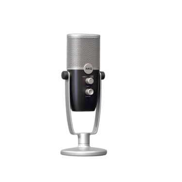 Професійний USB-C конденсаторний мікрофон AKG Pro Audio Ara два режими захоплення звуку для подкастингу, влогінгу, геймінгу та стрімінгу, синій та сріблястий