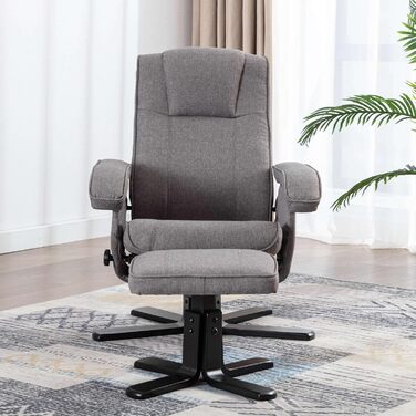 Крісло-табуретка з відкидною спинкою для телевізора, обертове крісло, поліестер, дерево, сірий колір