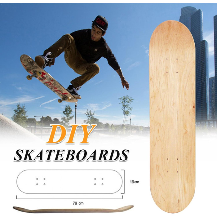 Професійна заготовка для скейтборду з кленового дерева, 8 дюймів, 8 шарів, клен, подвійний увігнутий скейтборд, вуличний скейтборд, скейтборд з грубим увігнутим покриттям, середній розмір, для дорослих та хлопчиків