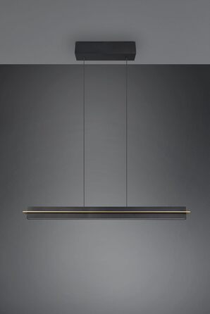 Стеля LED-підвіс Trio Leuchten Emerson 346710180, матовий чорний/золотий метал, 22 Вт LED, регульована висота, плавне налаштування кольору світла, 4-позиційний сенсор