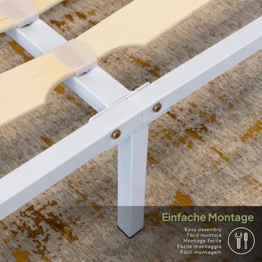 Металеве ліжко i-flair з рейковою основою NAMARA 140x190 см - Висота 28 см, стабільне гостьове ліжко з місцем для зберігання на ніжках, підходить для всіх матраців - Біле 140x190 см Біле