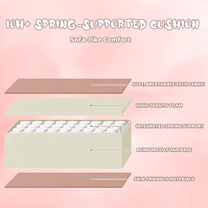 Геймерське крісло з підставкою для ніг, ергономічний дизайн з підголівником та поперековою опорою - офісне крісло з високоякісної технічної тканини та вантажопідйомністю 130 кг для кіберспорту/домашнього офісу/ігор, рожеве