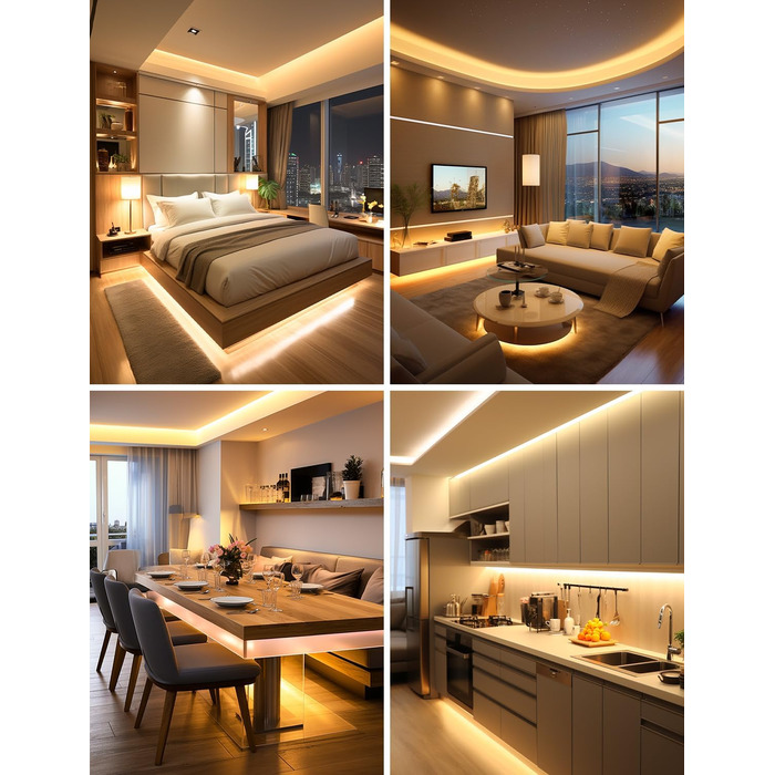 Світлодіодна стрічка Lepro 10M тепла біла, світлодіодна стрічка тепла біла 3000K з регулюванням яскравості, 2835 світлодіодна стрі