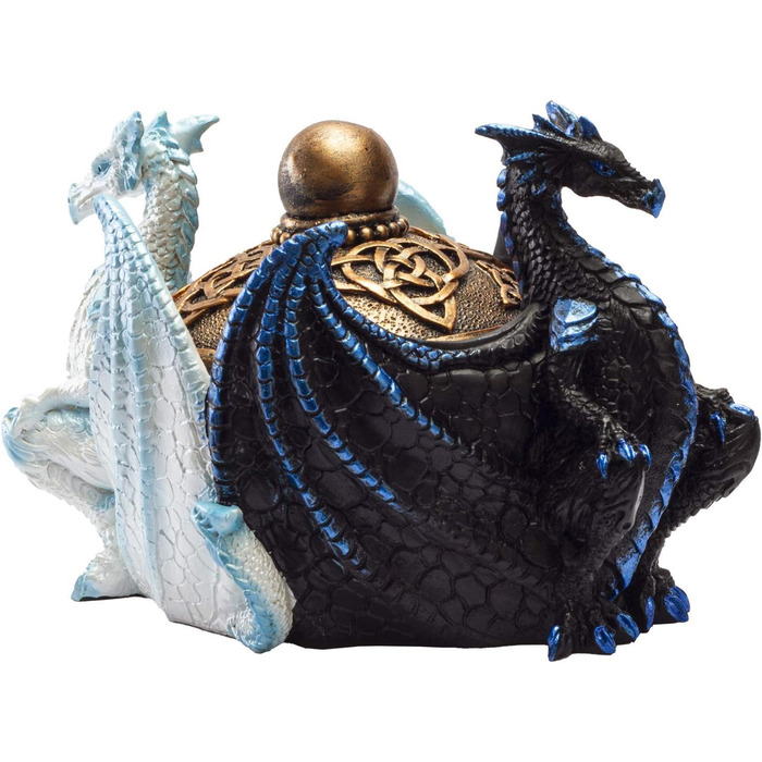 Тихоокеанські подарунки, фентезі, кельтське вузлування, подвійні дракони Інь-Янь, декоративна дрібничка, скринька для ювелірних виробів, фігурка, 5,75 дюйма завдовжки