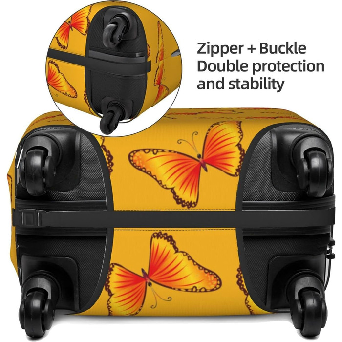 Чохол для валізи Чарівний метелик еластичний, що прається, захист для подорожей та роботи (для валіз розміром 45,7 - 81,3 см), чорний, середній розмір