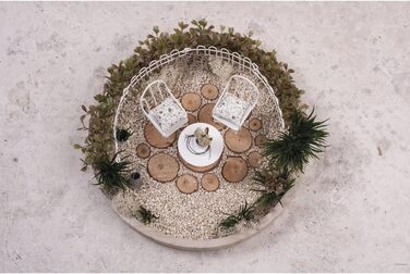 Комплект сидінь Rayher, залізний дріт, білий лак, 3-предметний, 2 стільці, 1 стіл, мініатюрні меблі, декоративний комплект сидінь, 46066102