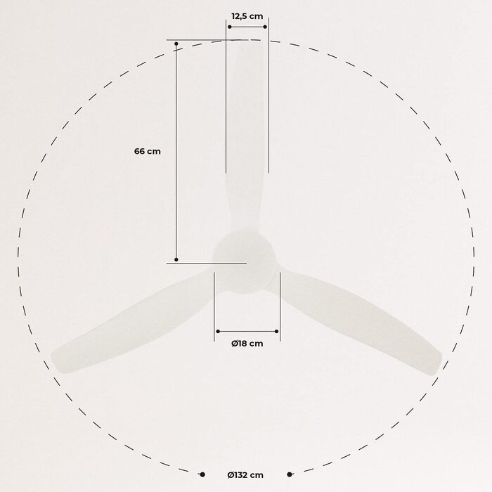Вентилятор стельовий білий з білими лопатями з підсвічуванням, WLAN і дистанційним керуванням/Тихий, 40 Вт, Ø132 см, 6 швидкостей, таймер, двигун постійного струму, режим літо-зима
