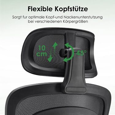 Ергономічне офісне крісло Farini, комп&39ютерне крісло з колесами, письмове крісло для комфортного домашнього офісу, крісло керівника з регульованою висотою та підголівником, чисто чорне