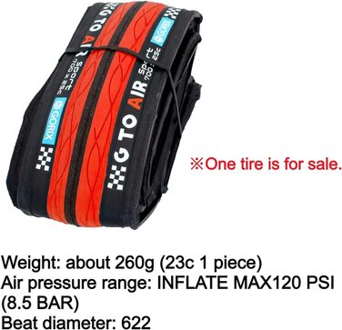 Велосипедна покришка GORIX Gtoair (700x23c, Чорно-червона)