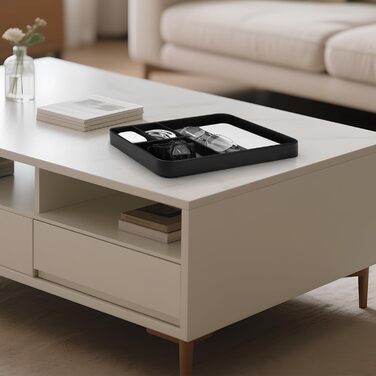 Чоловічий органайзер для столу, 4 відділення, високоякісна штучна шкіра, лоток для зберігання речей для всіх тумбочок, лоток для коштовностей, тумбочка для ключів, годинника, телефону, коштовностей, EDC, чорний