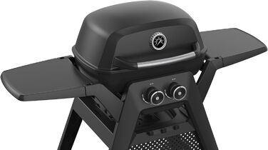 Конфорочний газовий мангал GRANDSTATE BLACK KITE 200 з візком для барбекю, піддоном для збору жиру, потужною подвійною конфоркою,