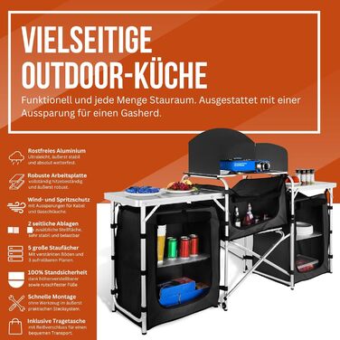 Кемпінгова шафа, кемпінговий тент на відкритому повітрі, кемпінгові меблі, кемпінгова кухня, складна, дорожня кухня, кухонна шафа з робочою поверхнею та відділеннями для зберігання на відкритому повітрі, тент, караван 175x104x52