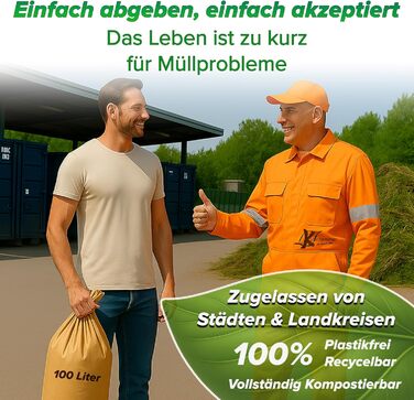 Пакети для органічних відходів 80 л - 120 л 25 шт. Пакети для органічних відходів Паперові пакети для органічних відходів, без личинок Паперові пакети для садових відходів