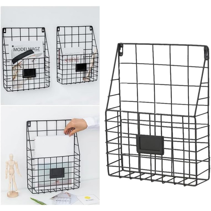 Настінний кошик Toyvian з металу та заліза, кований настільний органайзер для настінного кріплення, кошик для зберігання журналів та книг, настінна полиця для кухні, офісу, ванної кімнати