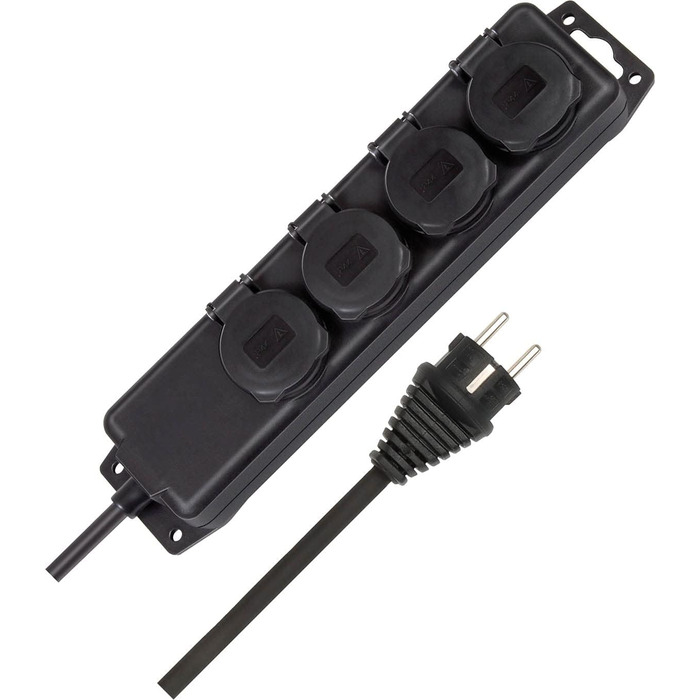 Розподільник розеток Brennenstuhl IP44 4-ходовий (розеткова планка для використання на будівельному майданчику та постійного зовні