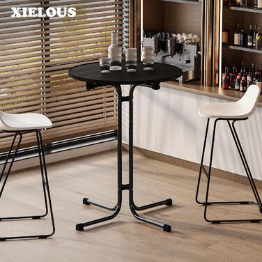 Складаний бістро-стіл, круглий складаний барний стіл з кришкою, водонепроникний для садів, бістро, весіль та заходів на свіжому повітрі, чорний