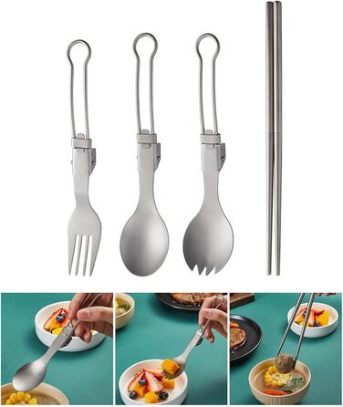 Кемпінговий набір столових приборів Виделка ложка палички металевий посуд складний посуд столові прилади для пікніків походи на пр