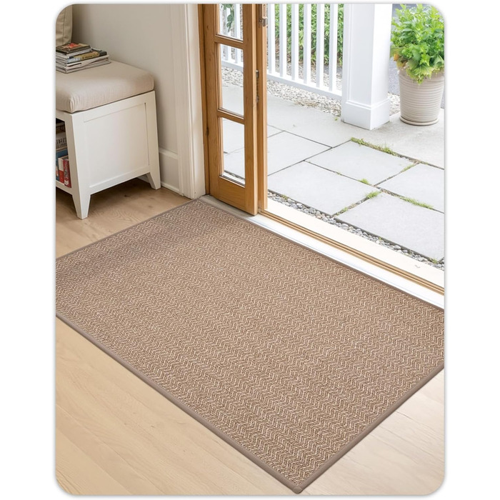 КОЛІР І ГЕОМЕТРІЯ Великий нековзний килимок для прихожих 60 x 120 см, килимок для прихожих, що миється, що вловлює бруд, бежевий 60 x 120 см (прямокутний)