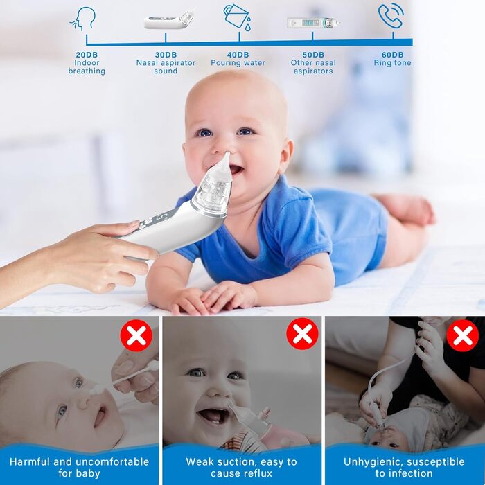 Назальний аспіратор дитячий електричний дитячий назальний аспіратор новонароджений з 3 силами всмоктування музичним світлом і 3 ро