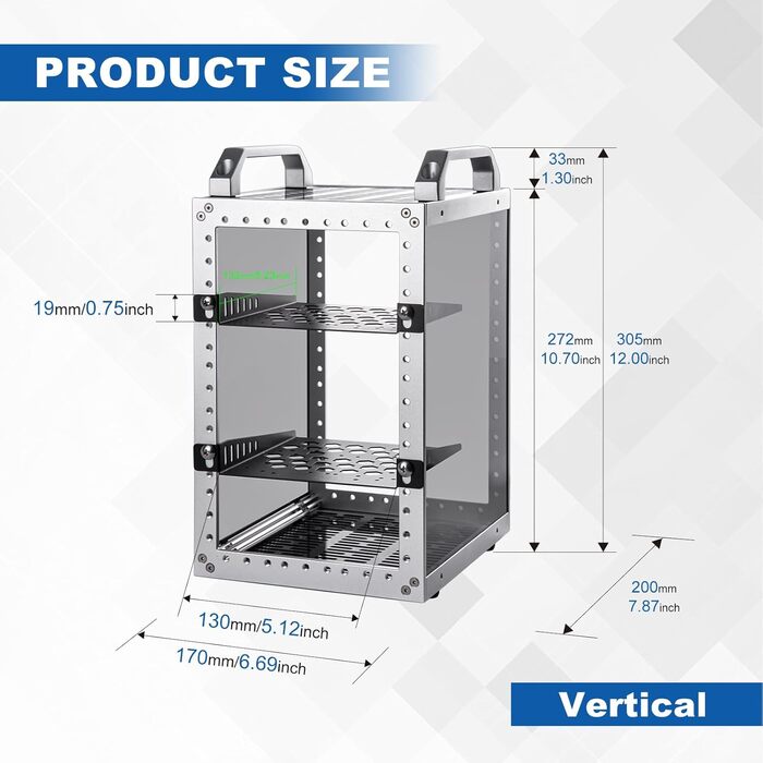 Міні-серверна шафа GeeekPi DeskPi RackMate TT для міні-ПК, мережевих серверів, аудіо- та відеопристроїв, сріблястого кольору