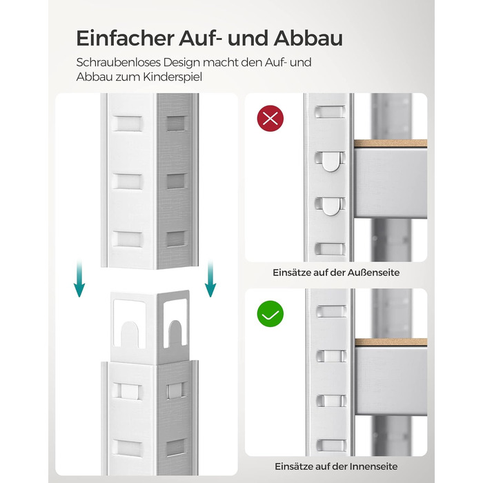 Надміцний стелаж, комплект з 2 шт., підвальні полиці, стелажі для зберігання, 40 x 80 x 160 см, сталевий каркасний стелаж, вантажопідйомність до 520 кг, 4 регульовані полиці, сріблястий GLR044E02 2 сріблястий
