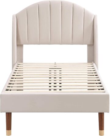 Односпальне ліжко HYUB з м&39якою поверхнею 90x200 см з рейковою основою та каркасом, ліжко з місцем для зберігання речей, дитяче ліжко з узголів&39ям, дерев&39яна рейкова опора, оксамитове континентальне ліжко, місце для зберігання речей під ліжком, без 