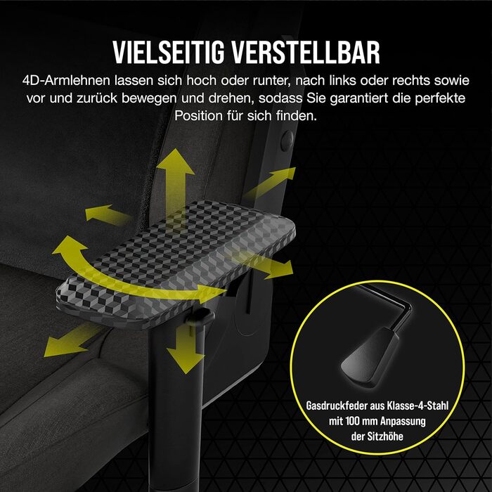 Ігрове крісло Corsair T3 RUSH з тканинною оббивкою (2023) Дизайн у стилі гонок Мяка оббивка Мяка подушка для шиї Поперекова підтримка з піни з ефектом памяті Темно-сірий антрацитовий колір T3 RUSH (2023)