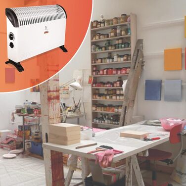 Електричний обігрівач MAUK, підключається до мережі Захист від замерзання з термостатом, 3-ступінчастий конвектор Обігрівач з ручкою для перенесення, кемпінговий обігрівач, 750/1250/2000 Вт, білий, електричний, для теплиць