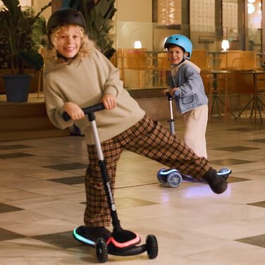Дитячий самокат Kinderkraft RAKET (від 1 року, до 50 кг), LED-колеса, регульоване кермо, сучасний дизайн, рожевий