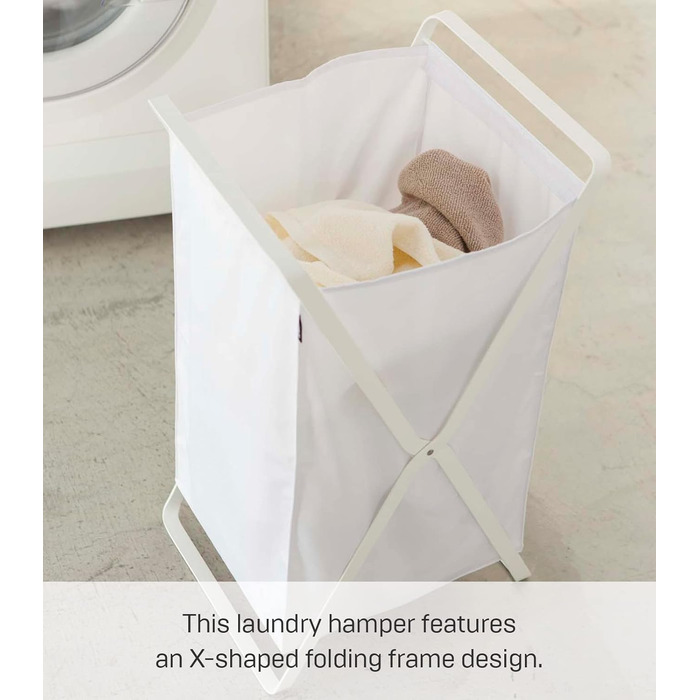 Кошик для білизни Yamazaki 2484 TOWER, білий, сталь/поліестер/поліпропілен, мінімалістичний, 30 x 36 x 64 см