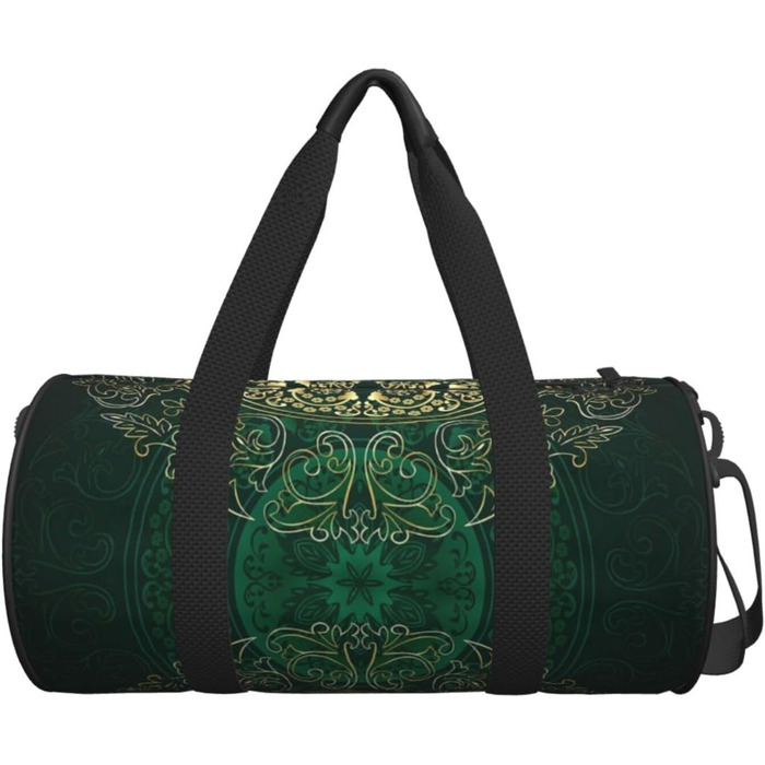 Дорожня сумка Париж, кругла, великої місткості, легка та міцна, ідеальний подарунок для подорожей, відпустки, ділових поїздок та іншого, стиль Мандала, квітковий орнамент, вінтажний завиток, універсальний розмір