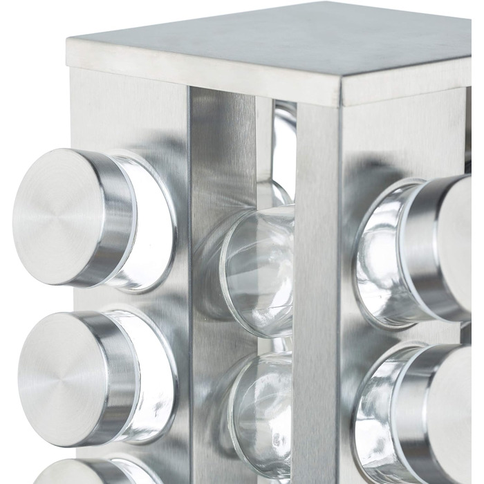 Карусель спецій Relaxdays з 16 баночками для спецій, що обертається на 360, прозорі банки для спецій для посипання, нержавіюча ста