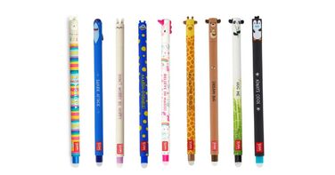 Універсальний набір з 9 гелевих ручок LEGAMI, що стираються, з новими дизайнами ручок-монстрів, у яких зображені акула, жираф, кролик, панда, лама, єдиноріг, пінгвін, плюшевий ведмедик та монстр.