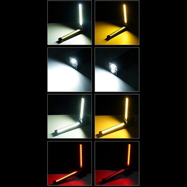 Лампа для позування Портативна світлодіодна лампа для бодібілдингу, 7 рівнів яскравості з білим, жовтим та червоним режимами, магнітна основа, що обертається на 180, з гачком для підвішування, зарядний пристрій USB, водонепроникний