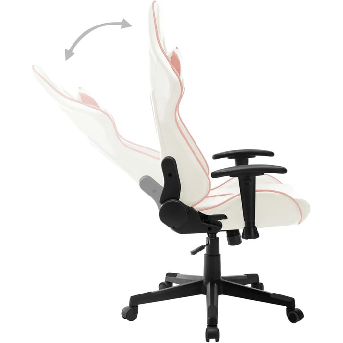 Геймерське крісло, офісне крісло, білий та рожевий, штучна шкіра