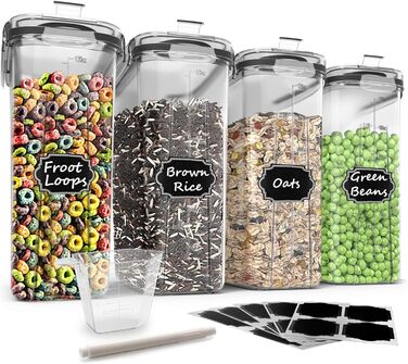 Герметичні контейнери Wildone для зберігання цукру, борошна, закусок, випічки, герметичні з кришками, що закриваються, 4 упаковки (4 л)