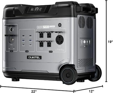 Портативна електростанція OUKITEL P5000 Pro 4000 Вт з 4 сонячними панелями по 200 Вт, сонячним генератором 5120 Втгод, акумулятором LiFePO4, повною зарядкою за 1,5 години, 15 виходами, додатком, портативна електростанція для кемпінгу, подорожей, дому P500