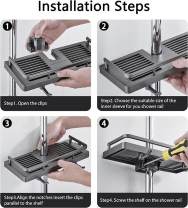 Підставка для душової рейки Стійка для зберігання Душова полиця Без свердління з підвішуванням Тримач для душової лійки Два гачки