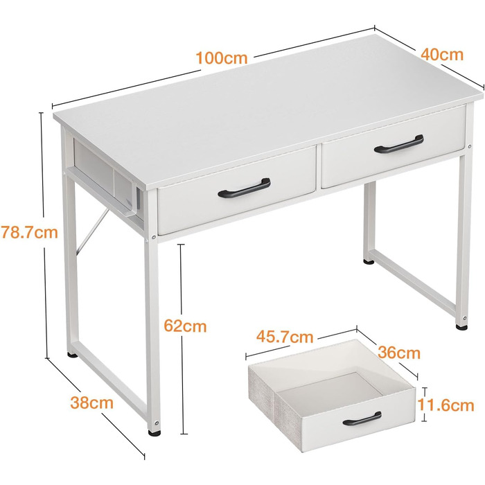 Стіл з 2 шухлядами, маленький стіл з підставкою для навушників, офісний стіл Стіл для ПК офісний стіл для офісу, вітальні, домашнь