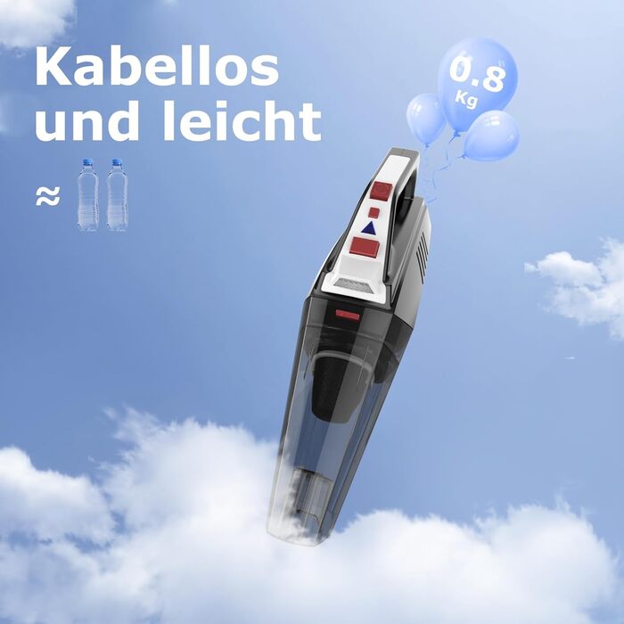 Акумулятор для ручного пилососа Hihhy, акумуляторний ручний пилосос 12000Pa зі світлодіодним світлом, портативний міні-пилосос з ш